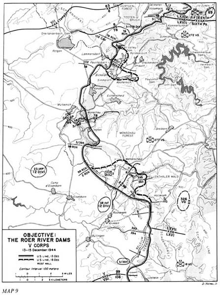 Photo: Map 9; Objective: The Roer River Dams V Corps 13-15 December 1944
