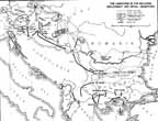 Map, The Campaigns in the Balkans -- Deployment and Initial Objectives