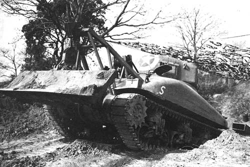Photo:  Tankdozer used to fight ammunition dump fires, Anzio