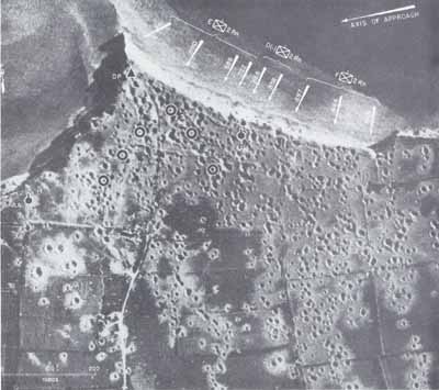 Black & White photo map:  Assault landings with objectives