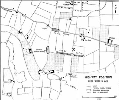 Map No. 7:  Highway position 0830-2000 6 June 1944
