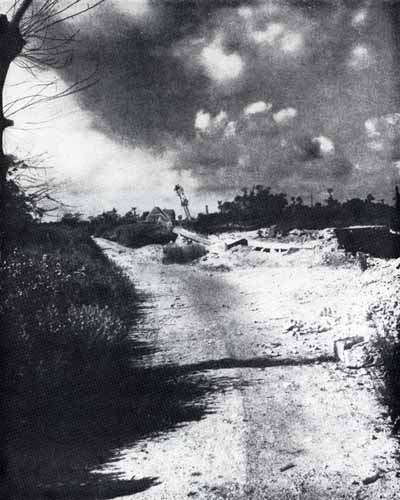 Black & White photo:  Ruins on exit road