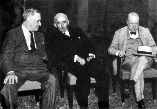ISMET INONU, THE PRESIDENT OF TURKEY, with the President and the Prime Minister, 5 December 1943.