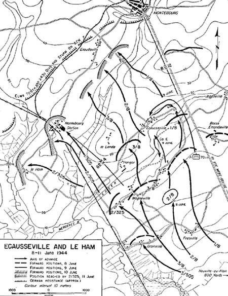 Map, Ecausseville and Le Ham