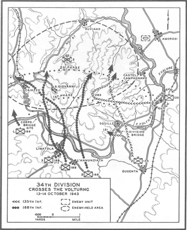 Map No. 12: 34th Division Crosses the Volturno, 13-14 October 1943