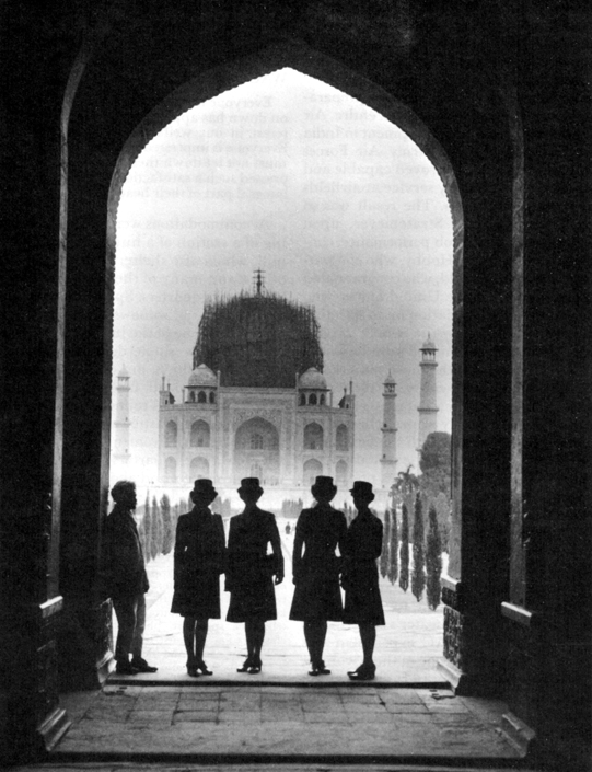 TAJ MAHAL is seen by four women of the Southeast Asia Command on a sightseeing tour.