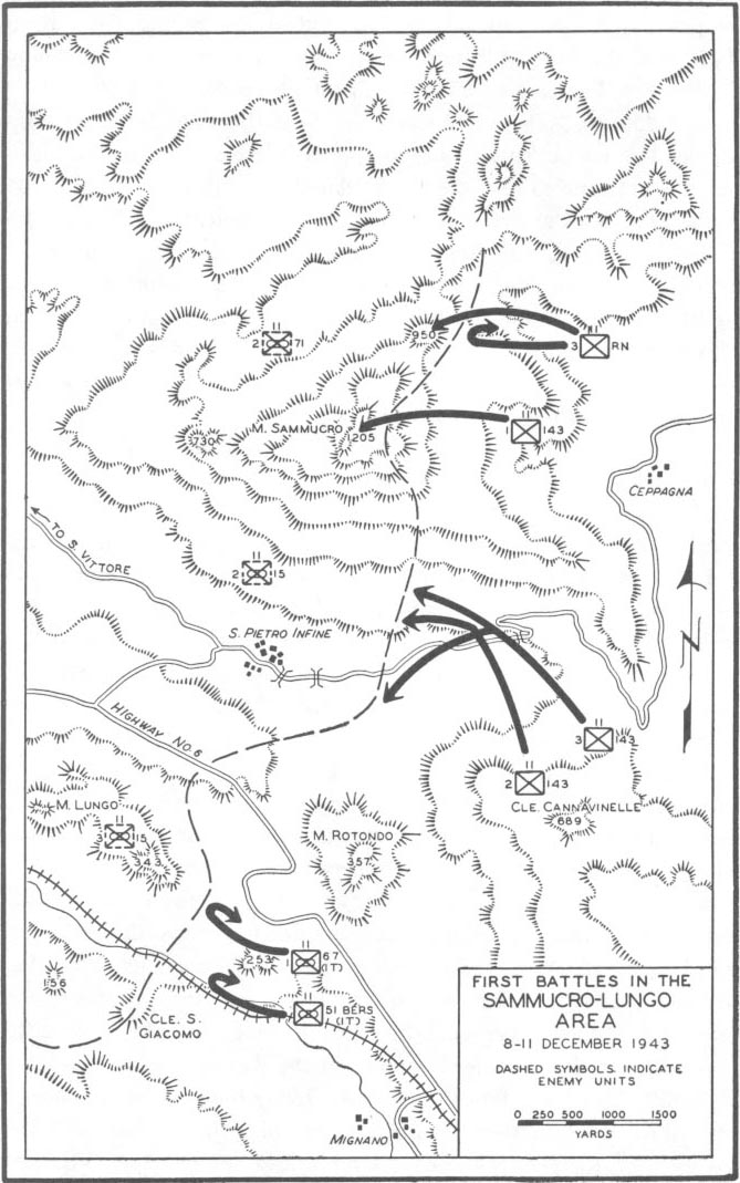 Map No. 16: First Battles in the Sammucro-Lungo Area, 8-11 December 1943