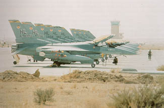 F-16 fighters at a Saudi air base during DESERT SHIELD