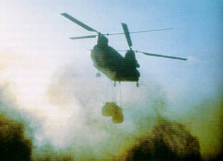 Chinook Helicopter Delivering Supplies to XVIII Corps Troops on the Move
