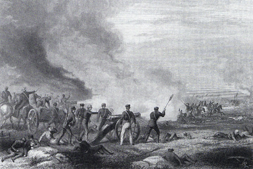 Image:  Duncan's battery stemming the final Mexican thrust during the Battle of Palo Alto.