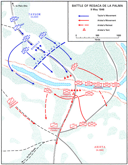 Map:  Battle of Resaca de la Palma, 9 May 1846