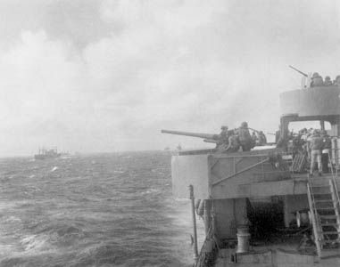 U.S. Navy task force carrying General Patton's Western Task Force approaches the coast of French Morocco.