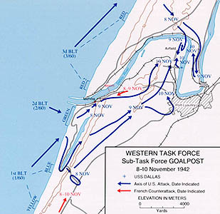 Western Task Force Sub-Task Force Goalpost - 8-10 November 1942 (map)