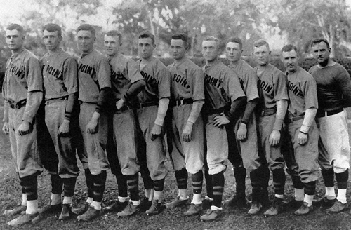 Photo:  Bradley (second from left) and the West Point baseball team. He believed that sports
