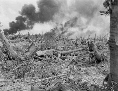 The effects of preinvasion bombardment on Kwajalein.