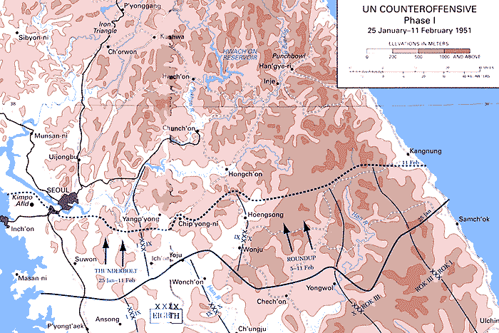 Map: UN Counteroffensive Phase I 25 January- 11 February 1951