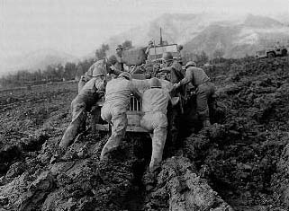 Waging war against mud.