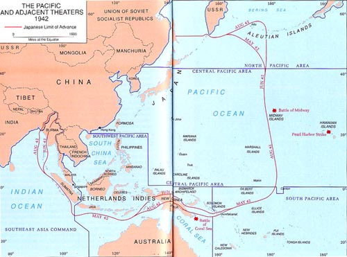 The Pacific and Adjacent Theaters 1942 (map)