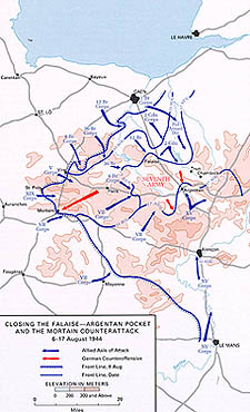 Closing The Falaise-Argentan Pocket And The Mortain Counterattack (map)