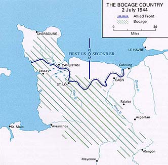 Map, The Bocage Country - 2 July 1944