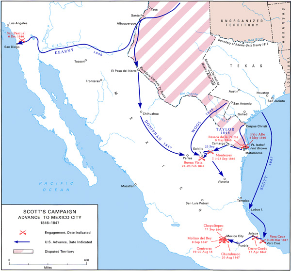 Map 1:  Scott's Campaign, Advance to Mexico City, 1846-1847
