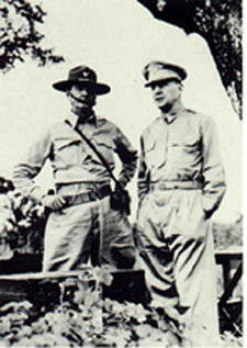 General MacArthur (right) confers with General Wainwright.