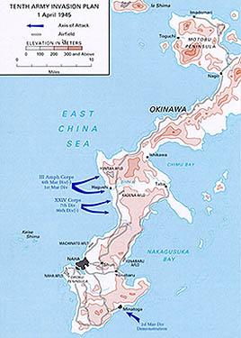 Tenth Army Invasion Plan - 1 April 1945 (map)