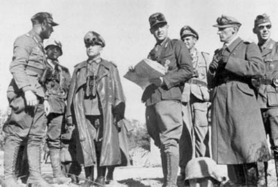 Field Marshal Rommel (third from left) and members of his staff.