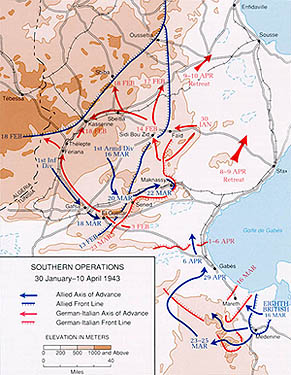 Southern Operations - 30 January-10 April 1943 (map)
