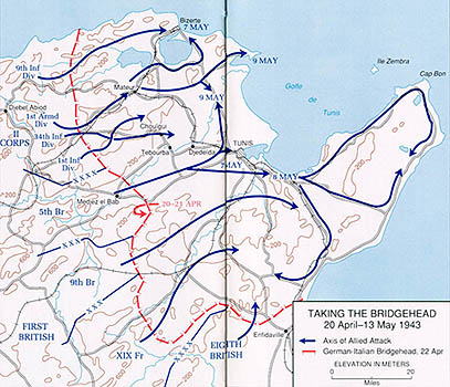 Taking The Bridgehead - 20 April-13 May 1943 (map)