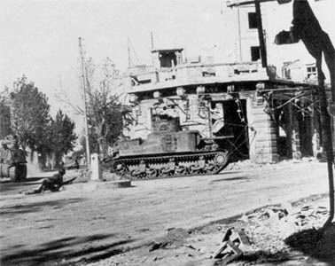 American tanks and infantry in Bizerte.