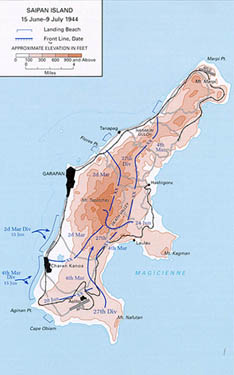 Saipan Island - 15 June-9 July 1944 (map)