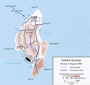 Tinian Island - 24 July-1 August 1944 (map)