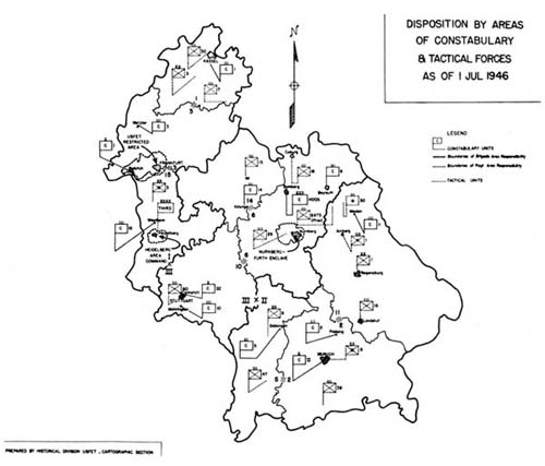 Map 3: Dispositon By Areas Of Constabulary & Tactical Forces As Of 1 Jul 1946