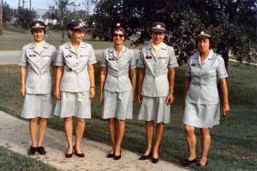 WACs in the Army Green cord uniform at Fort McClellan in August, 1975. -U.S. Army Women’s Museum
