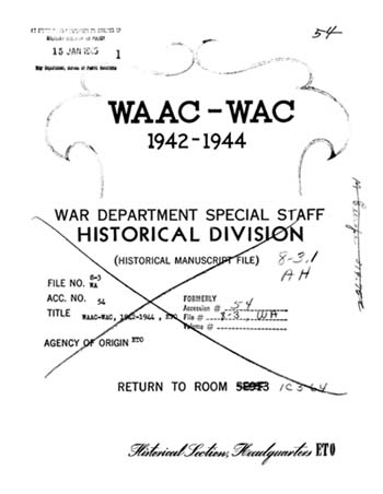 Cover page, WAAC-WAC, 1942-1944, ETO