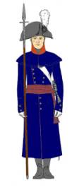 Image 6: Infantry officer in surtout. The sash should be red.